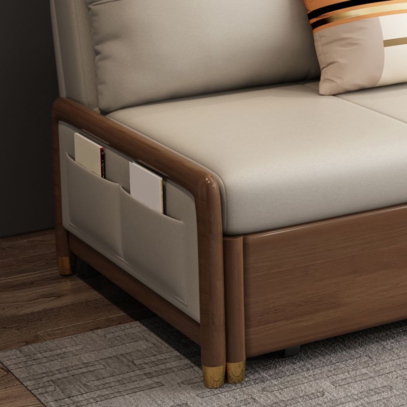 Beige and Brown Sofa Bed with Pillows Convertible Seating with Storage
