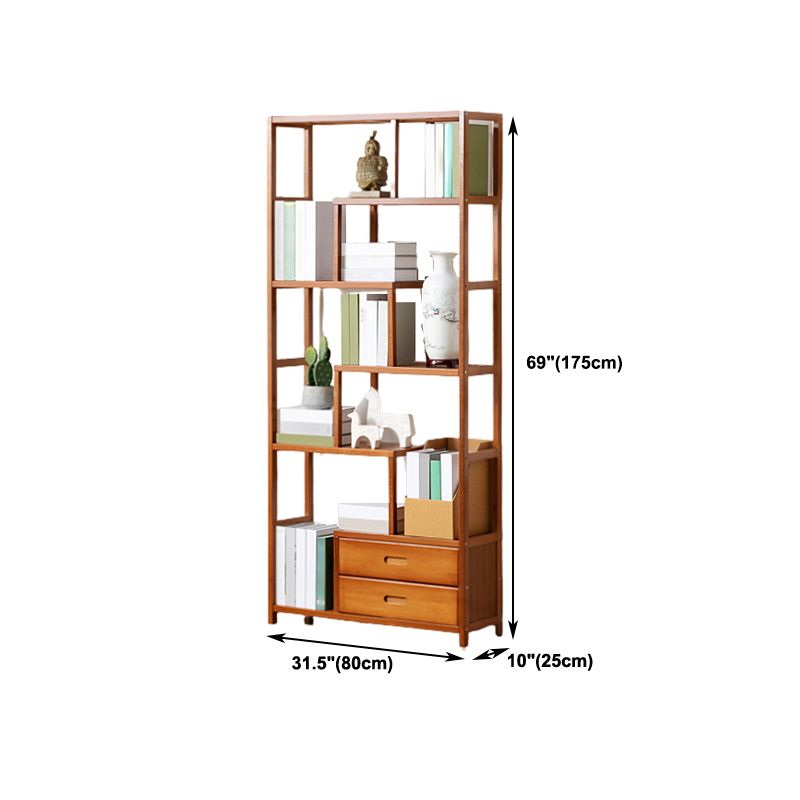 Etagere Bookcase Bamboo Brown Shelf Bookcase for Home Office