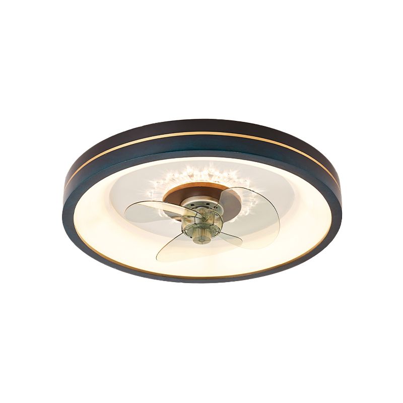 LED Wooden Ceiling Fan Light Modern Ceiling Mount Lamp with Acrylic Shade for Living Room