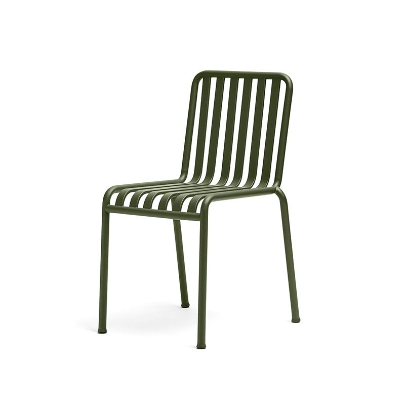 Modern Metal Outdoor Bistro Chairs Open Back Dining Chairs in Green