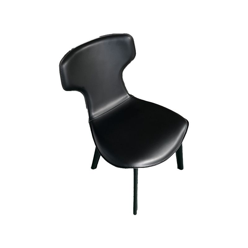 Faux Leather Dining Chairs Contemporary Arm Chairs with Metal Base