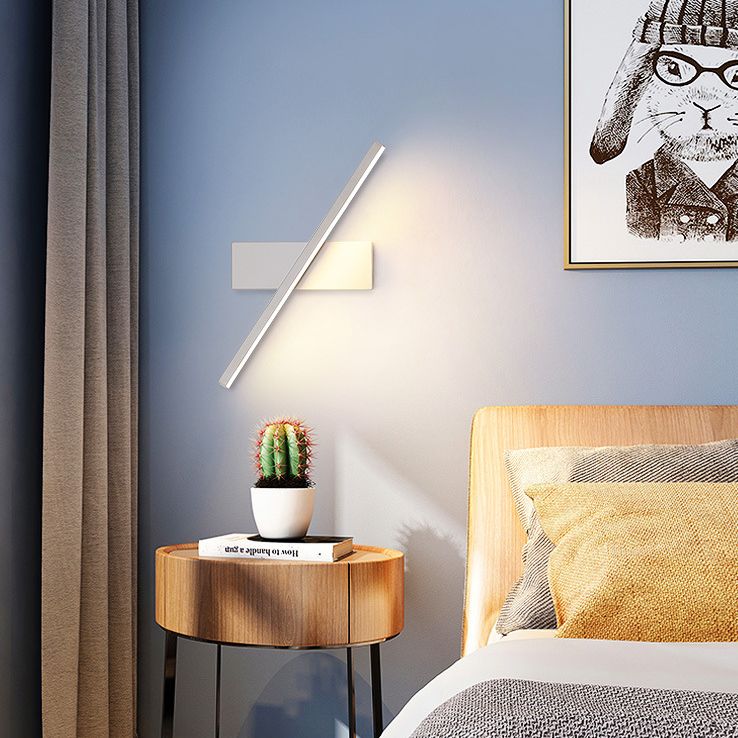 Lámpara de pared LED rectangular de aluminio en simplicidad moderna de hierro forjado aplastador de pared giratoria con sombra de silicona