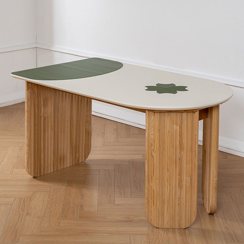 Free Form Dining Table with Ash Wood Base Modern Dinette Table for Home