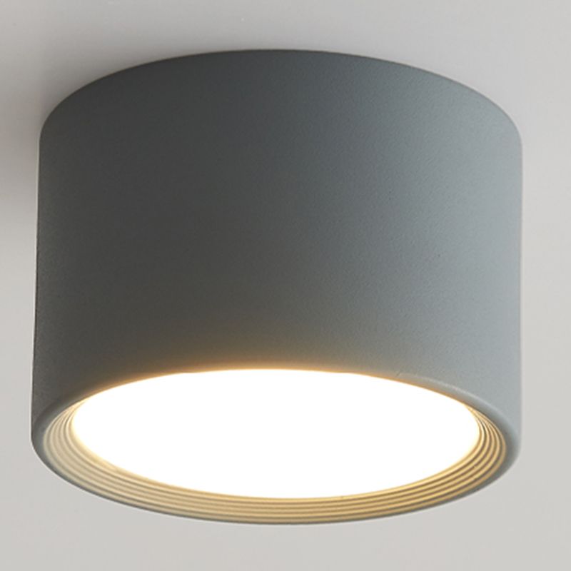 Modern Concise Corridor Flush Mount Iron Cylindrical LED Ceiling Light with Acrylic Shade