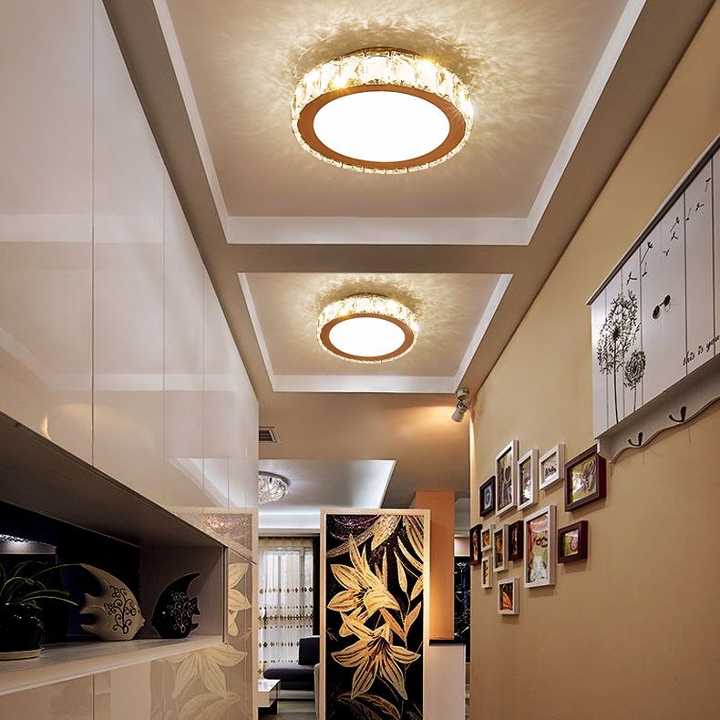Circular Flush Mount Lighting Modern Crystal 1 Light Flush Light Fixture