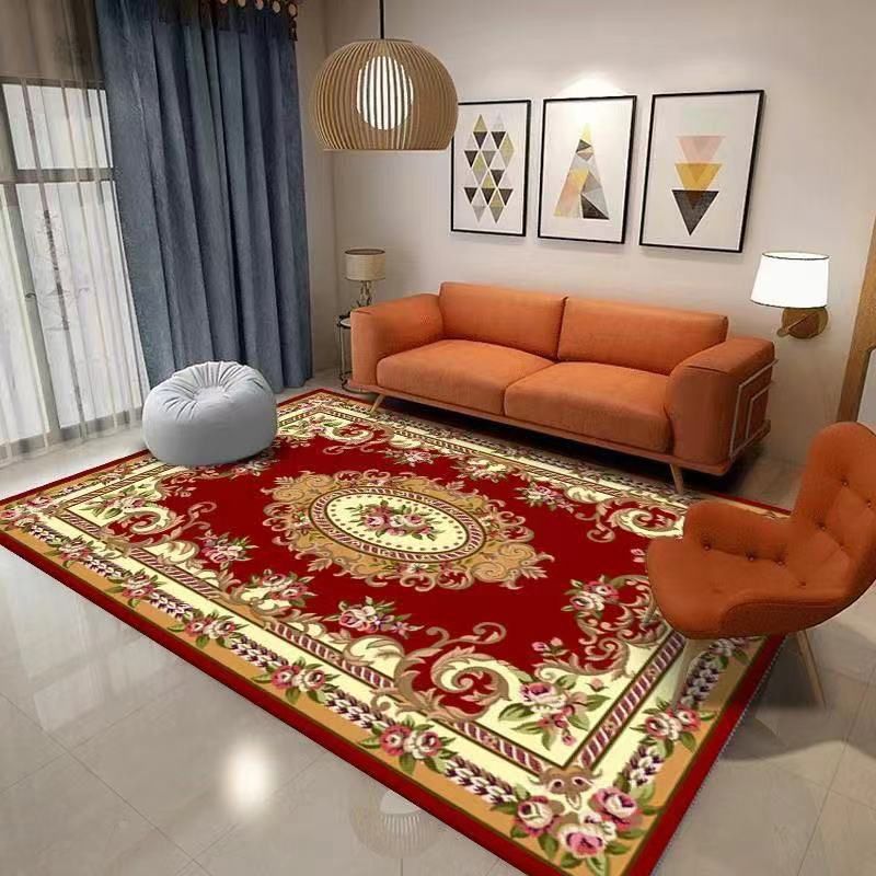Alfombra de área azul tradicional alfombra de medallón impresa poliéster alfombra alfombra alfombra para salón para salón