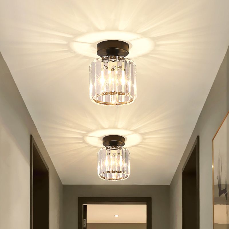 Modern Ceiling Light Minimalist Flush Mount Ceiling Light Fixture with Crystal Shade