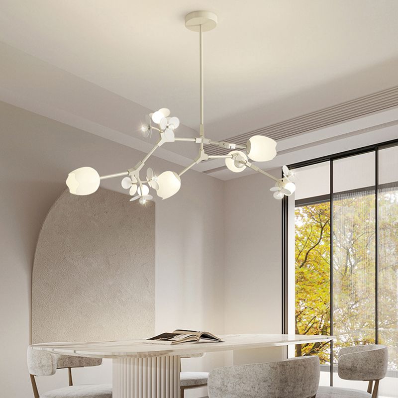 Modern Metal Ceiling Light Flower Shape Island Light with Crystal Shade for Living Room