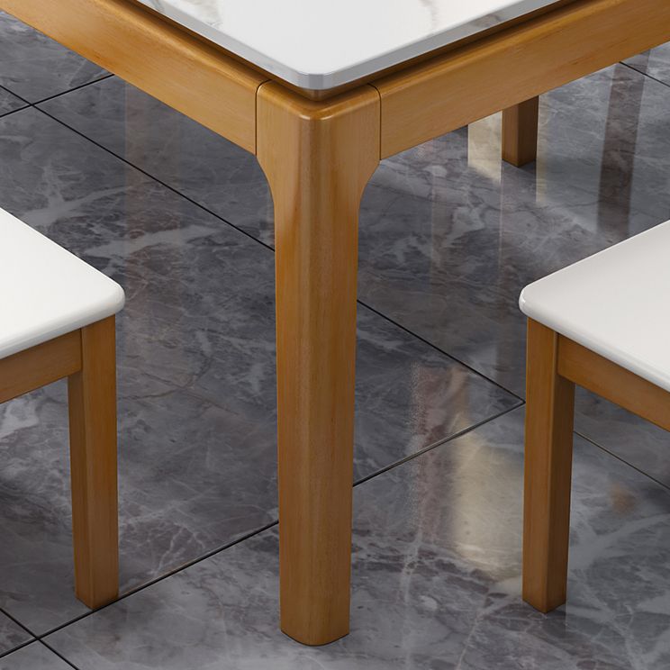 Stone Dining Room Collection Midcentury Style Rectangle 4 Legs Dining Table for Home