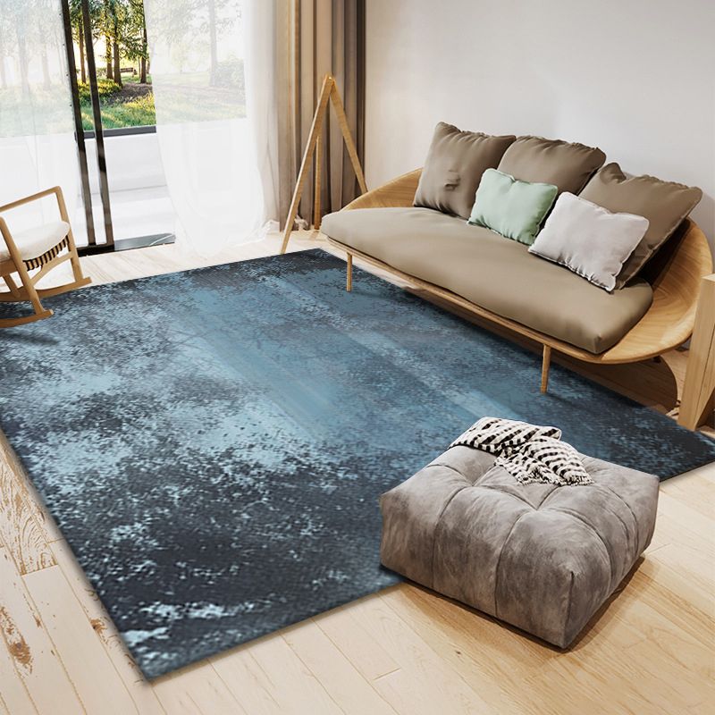 Blue Modern Rug Polyester Graphic Rug Non-Slip Backing Rug for Home Decoration