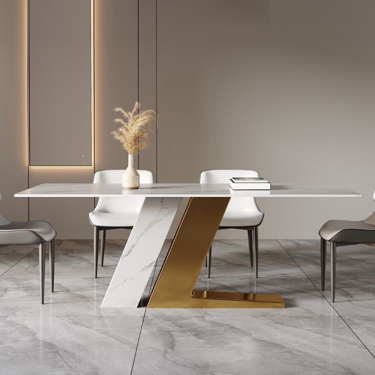 Glam Dining Table Set 1/4/5/7 Pcs Rectangle Dining Table with Wingback Chairs