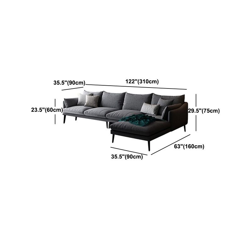 Gray 4/5-seater Sloped Arm Sectional Fabric Slipcovered Sectional