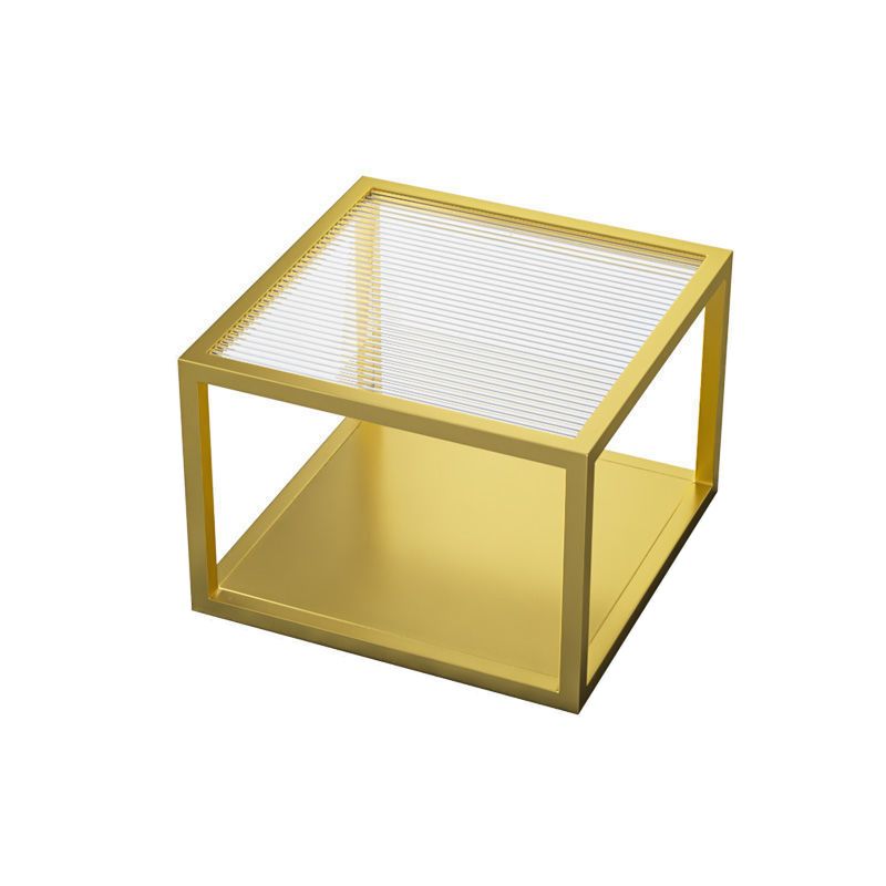Square Nesting Coffee Table Modern Glass Top Frame Cocktail Table