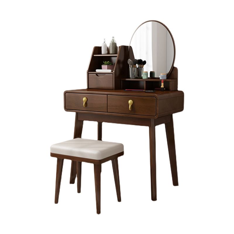 Scandinavian Solid Wood Makeup Counter 3 Drawer Vanity Dressing Table