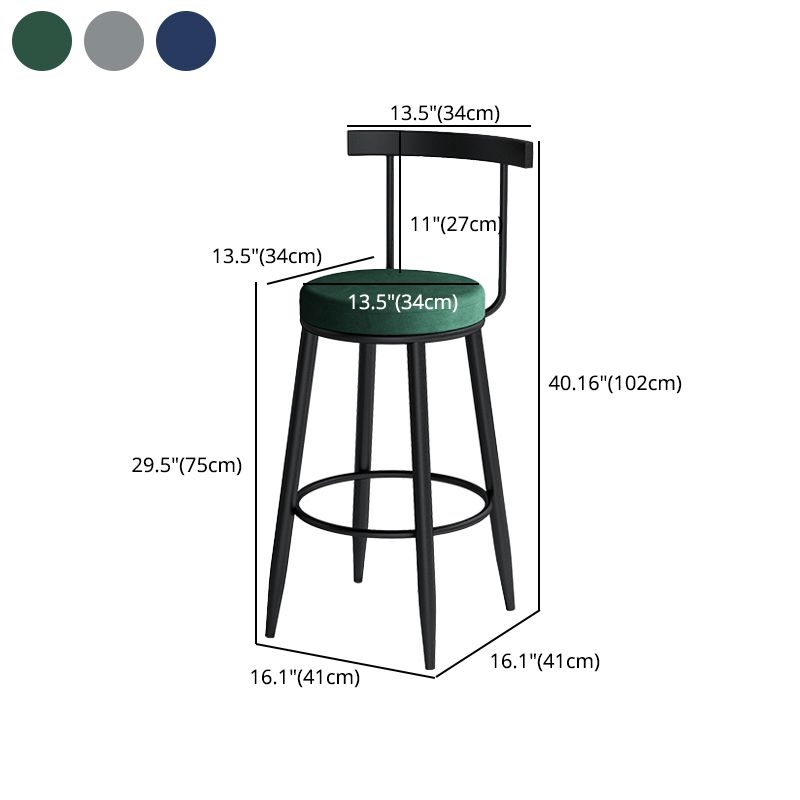 Moderne Theke rund Barhocker Armless Velvet Bar Stuhl mit Footstützeneisenbasis