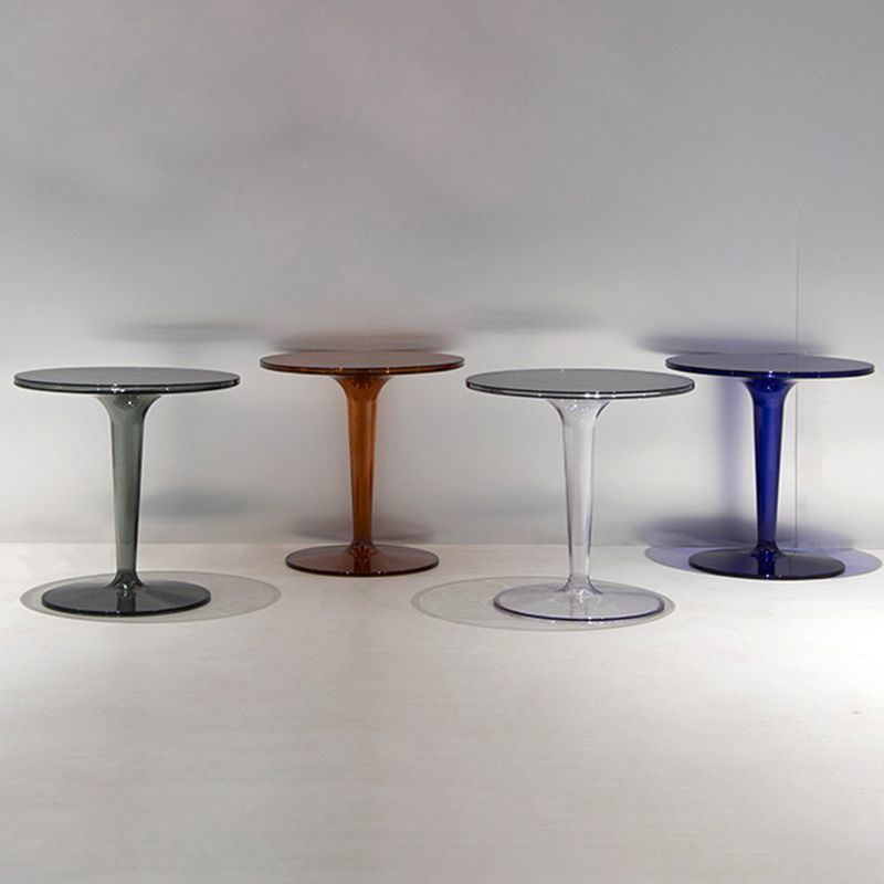 Plastic Round Side End Table 19.09" Wide Pedestal Sofa Side Accent Table