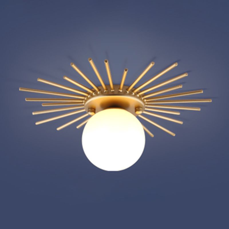 Lampada da soffitto Globe per balcone, con montaggio a soffitto, in vetro, semplice, in oro