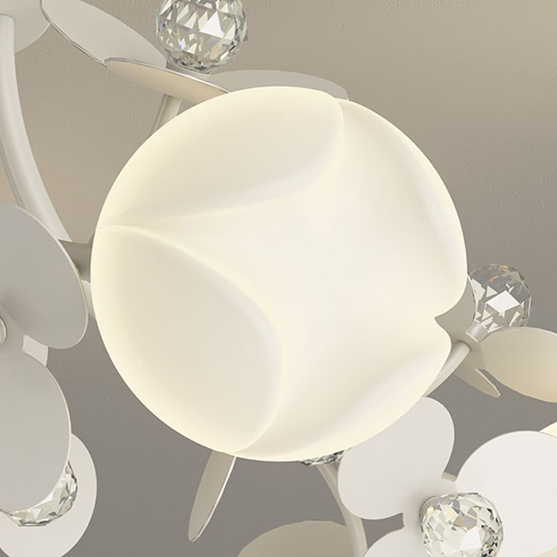 Modern Crystal Flush Mount Flower Shape Ceiling Light with Plastic Shade for Living Room
