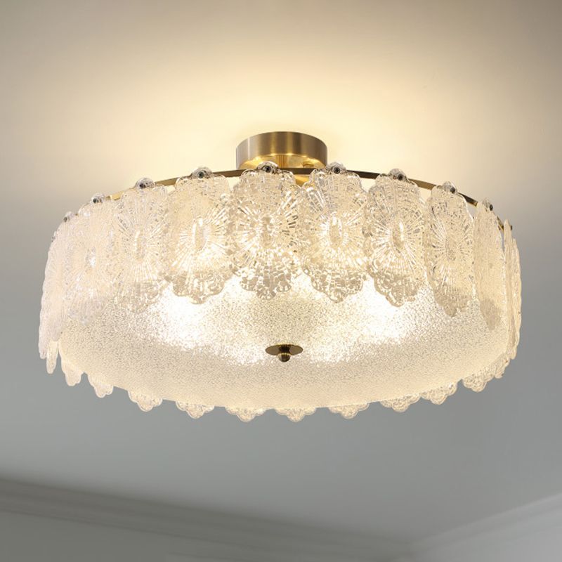 Multi Lights Ceiling Mount Light Modern Style Round with Glass Shade for Bedroom