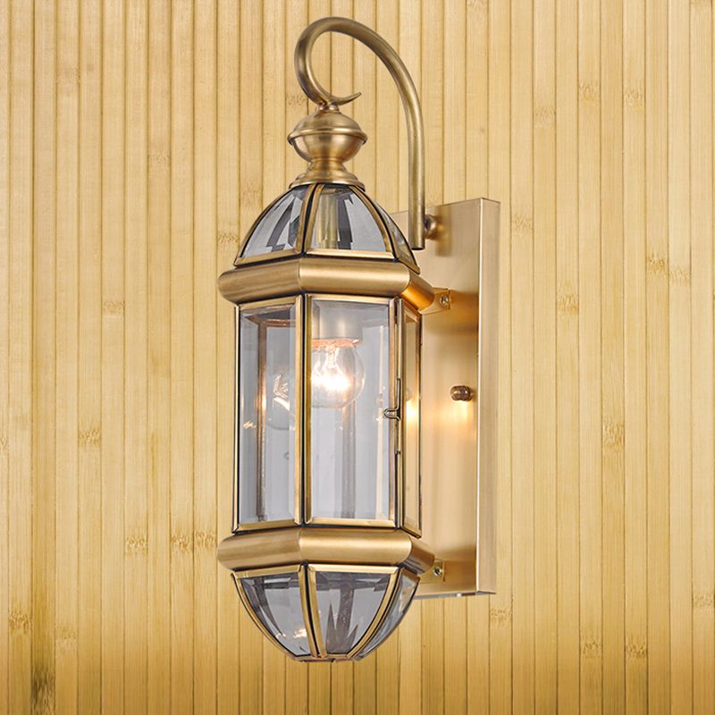 Metal Gold Sconce Light Lantern 1 Head Traditionalism Traditionalisme Éclairage mural pour le couloir
