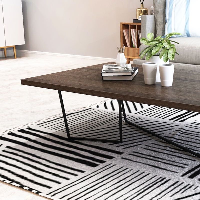 Solid Wood Coffee Table Abstract Coffee Cocktail Table in Brown