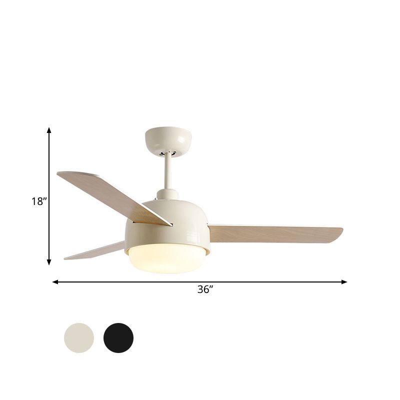 36 "LED LED LED ÉCLAIT SEMI FUSHING MODERNIST MODERNISTRE BLANCE / BLACK FINE METAL PLATION LAVE LAVE avec 3 lames en bois