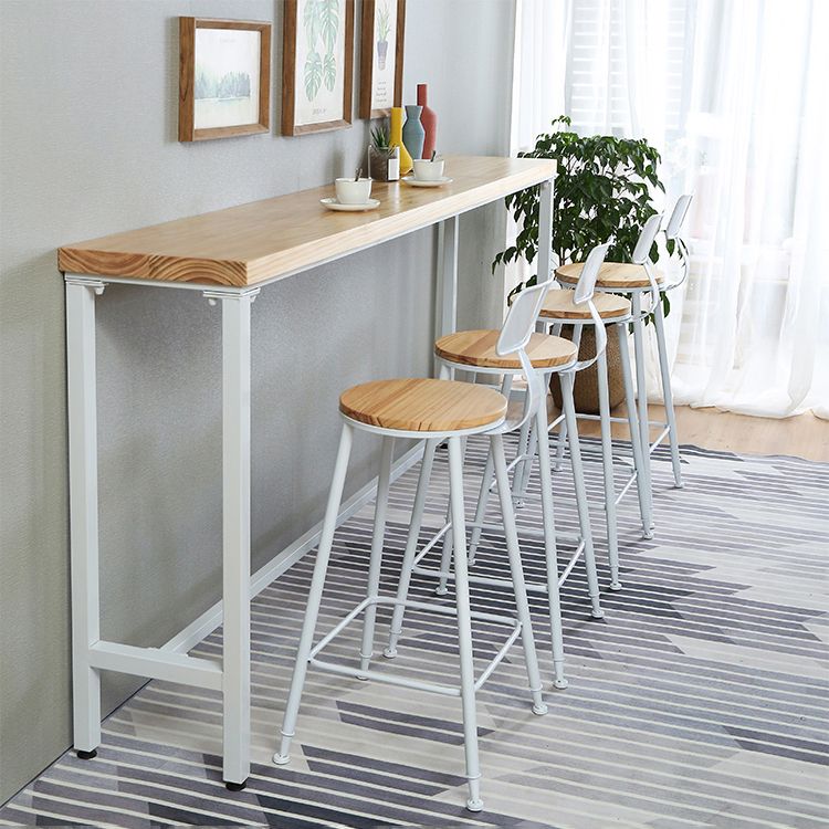 1/5/9 Pieces Industrial Rectangular Bar Table Set Wooden Counter Table with High Stools