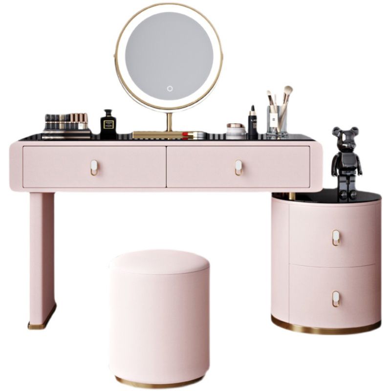 Light Glass Top Makeup Vanity Desk Storage Box Makeup Vanity Set