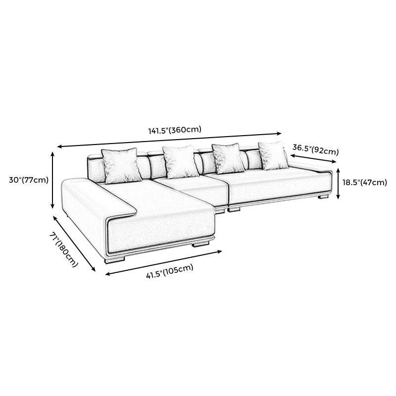 Contemporary Modular L-Shape Sectional with Pillowed Back Cushions