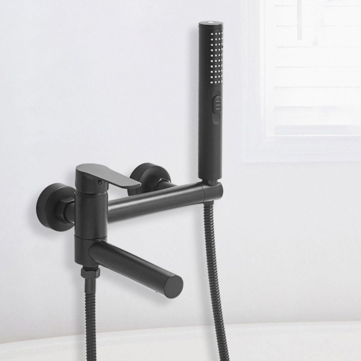Swivel Spout Tub Faucet Trim Single Lever Handle Handshower Bath Filler with Shower Hose