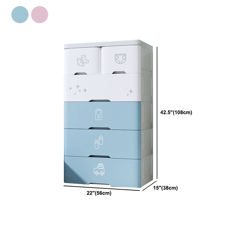 Contemporary Style Non-Hanging Armoire Plastic Storage Cabinet with Drawers