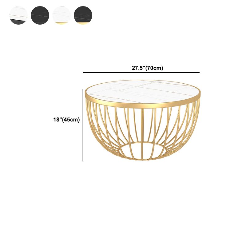 Single Slate Drum Coffee Table Modern Minimalist Round Coffee Table