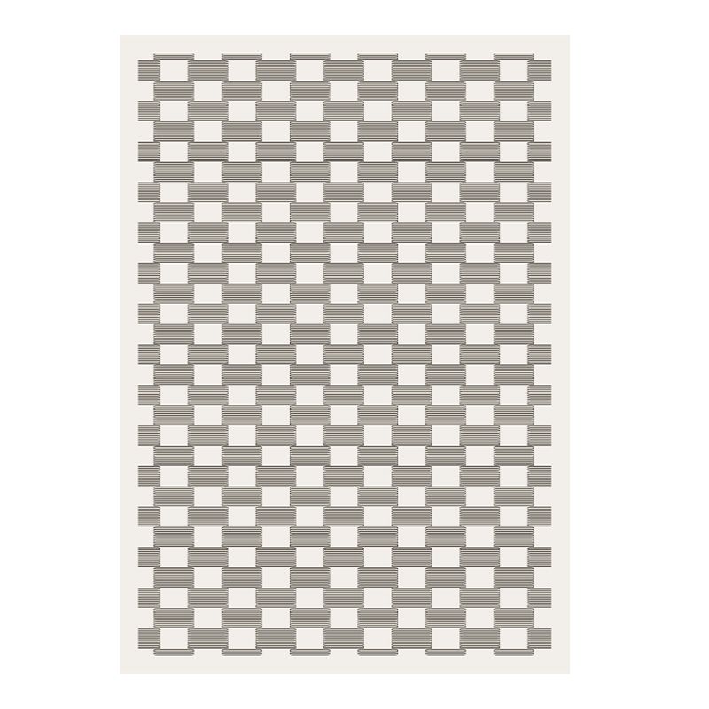 Modern White Area Carpet Geometric Pattern Polyester Area Rug Non-Slip Backing Rug for Home Decor