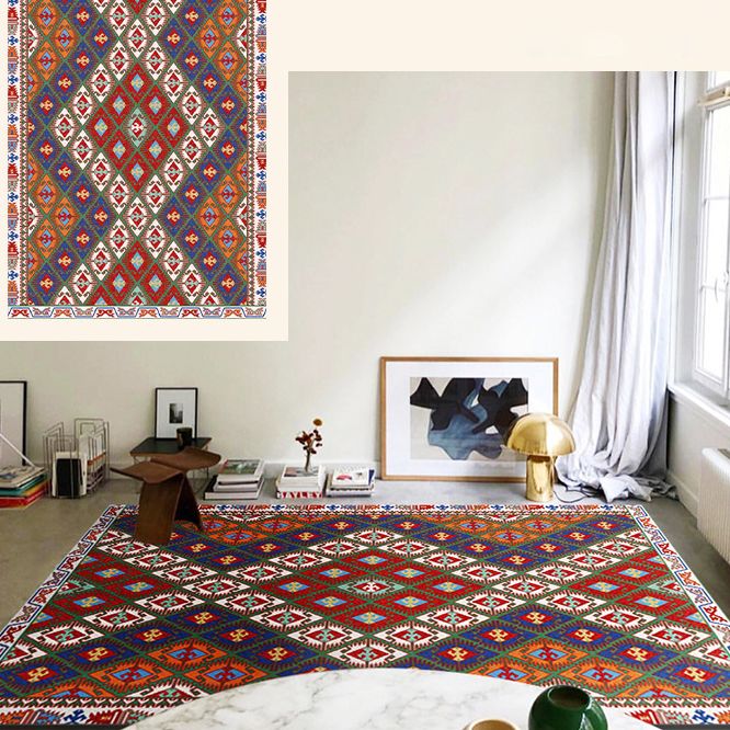 Tapis marocain de la zone marocaine aux couleurs vives Traditionnel Polyester imprimé à imprimé floral Tapis de support sans glissement pour salon