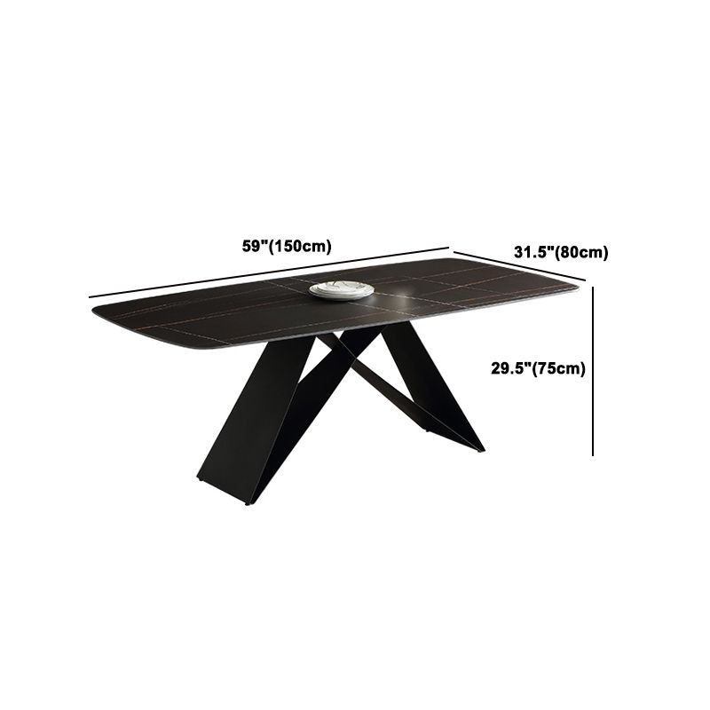 Modern Metal Base Dinette Set 1/4/5/7 Pieces Rectangle Indoor Dining Table Set in Black