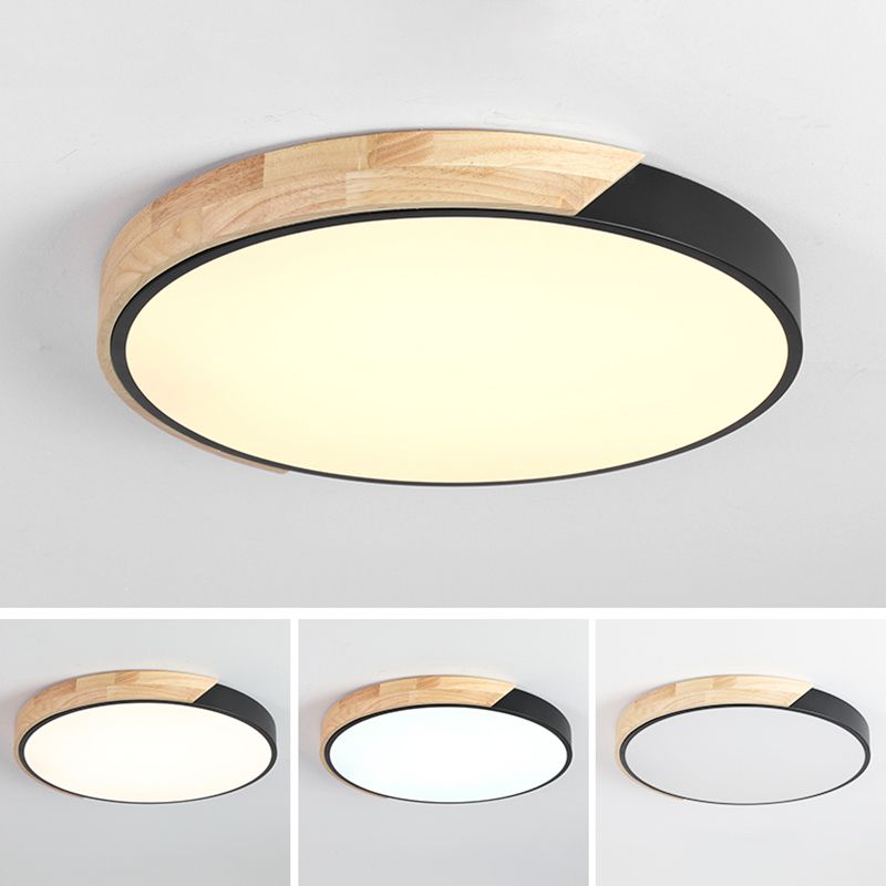 Plafonnier LED de forme ronde macaron fer moderne 1 lumière encastré pour salon