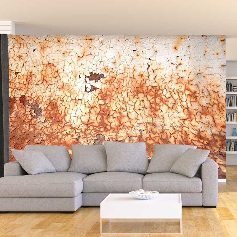 Rusty Metal Mural Wallpaper Moisture Resistant in Dark Color, Custom Size