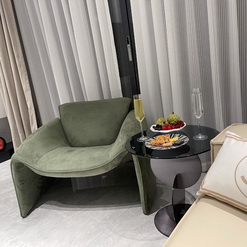 Contemporary Glass Round Top Side Table Metal Pedestal End Table