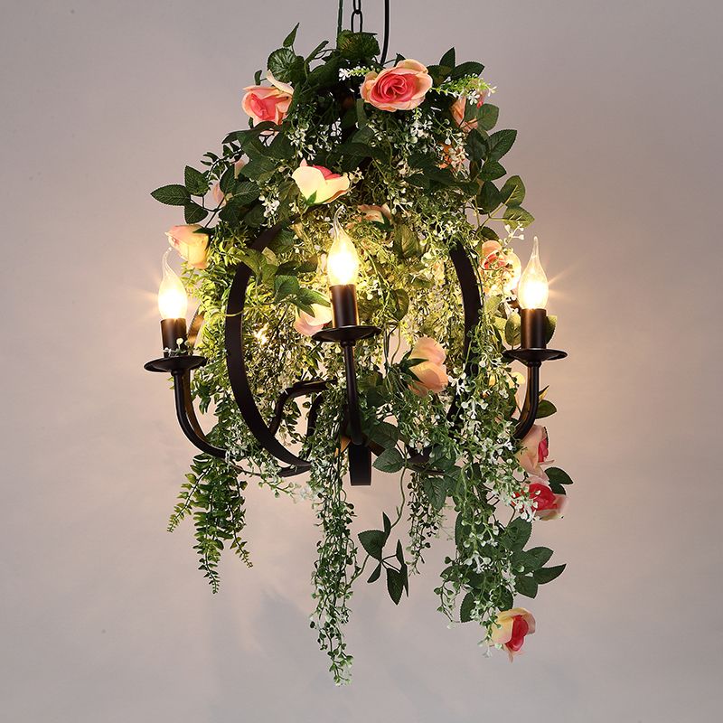 Candélabre industriel Pendre luminaire 5 bulbes LED Metal LED HOSGING LAMP Kit en vert pour restaurant