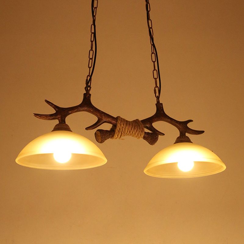 Wood 2 Lights Chandelier Light Fixtures Deer Antler Cottage Chandelier Lighting for Bar