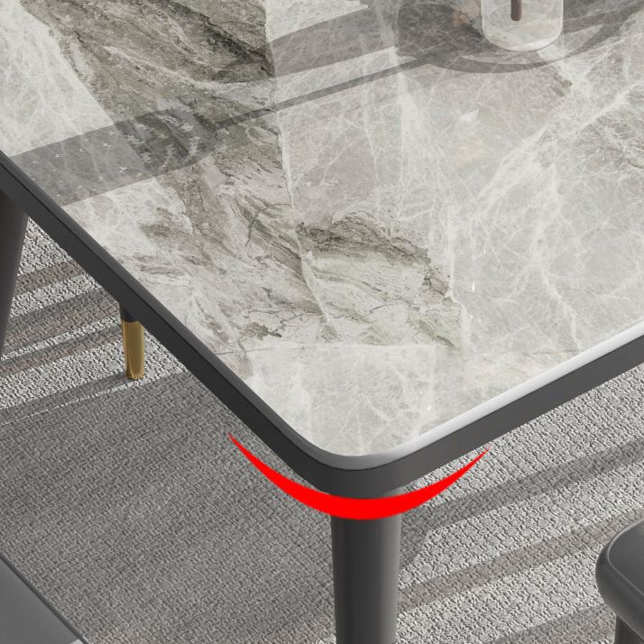 Modern Rectangular Dining Table Stone Top Dining Table with 4 Legs