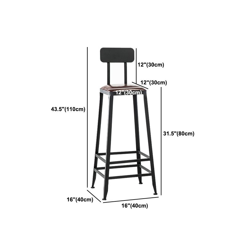 Industrial Coffee Shop Footrest Barstool Black Upholstered Counter Stool