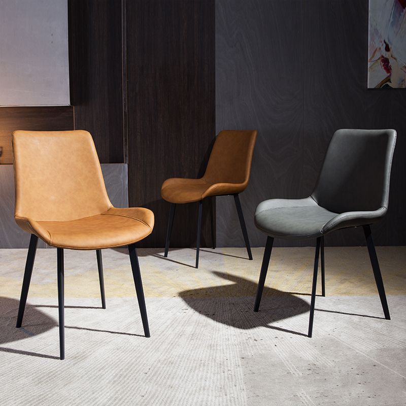 Sillas de comedor de estilo moderno Silla lateral sin brazos de comedor de metal para cocina