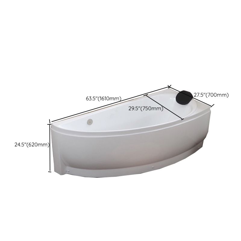 Modern Acrylic Corner Bathtub Soaking/Whirlpool Back to Wall Bathtub