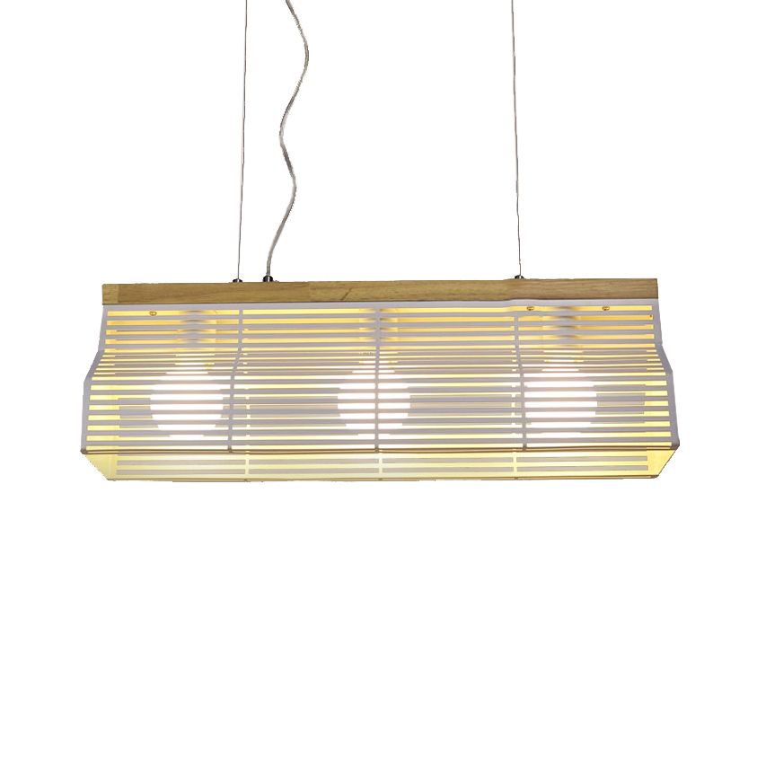 Iluminación lineal de isla lineal en blanco/negro estilo moderno de metal de 3 luces e isla de madera luz colgante para comedor