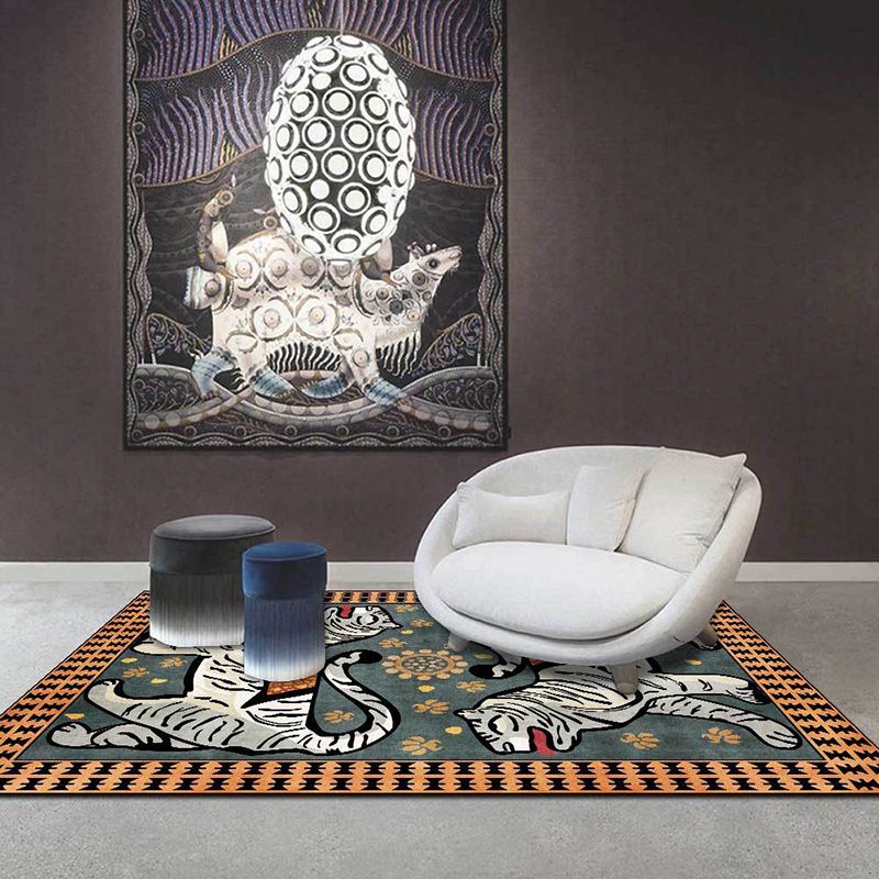 Distinctive Tiger Pattern Rug Trendy Modern Carpet Polyester Friendly Washable Rug for Home Decor