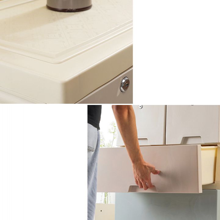 Plastic Vertical Contemporary Kids Nightstand with 5/6 Drawers for Bedroom