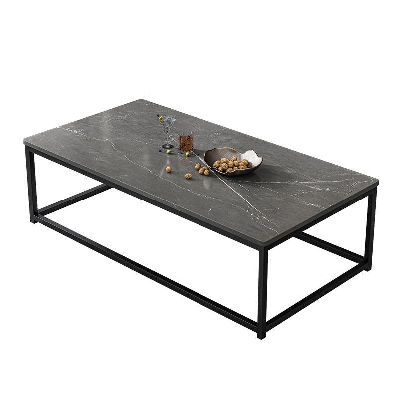 16.5"H Modern Rectangular Wooden Coffee Table Steel Frame Accent Table