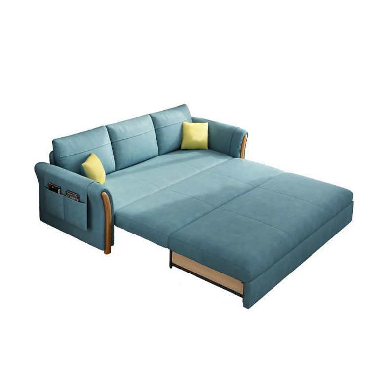 Flared Arms Futon Foldable Pillow Included Cushion Back Sleeper Sofa with Storage