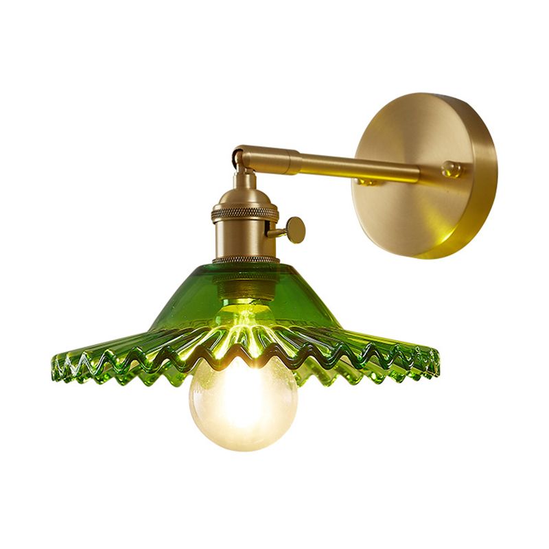 Cone Shape Glass Wall Light Industrial Style 1 Light Wall Light Sconce